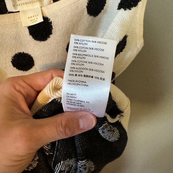Anthropologie Maeve Black/White Knit Polka Dot Tank (Small) - Picture 5 of 6